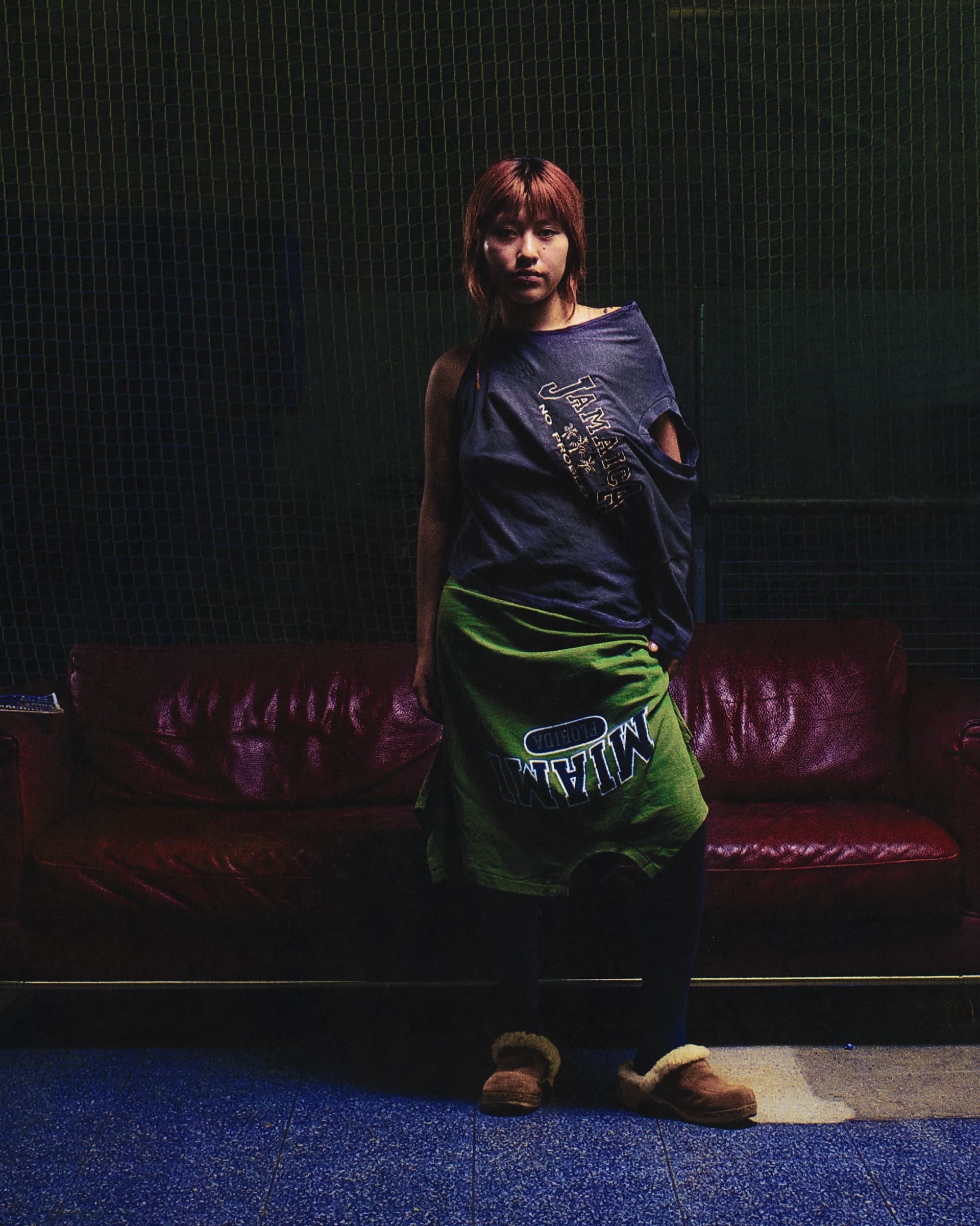 Gina Corrieri SS24 editorial, lounge interior, portrait. Photo by George William Vicary.