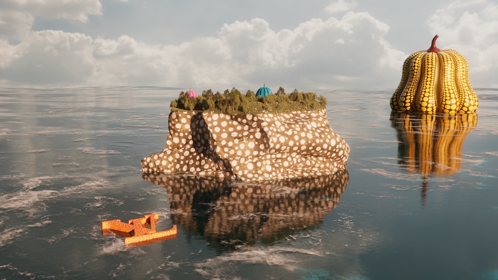 Kusama polka-dot forest, second composition.