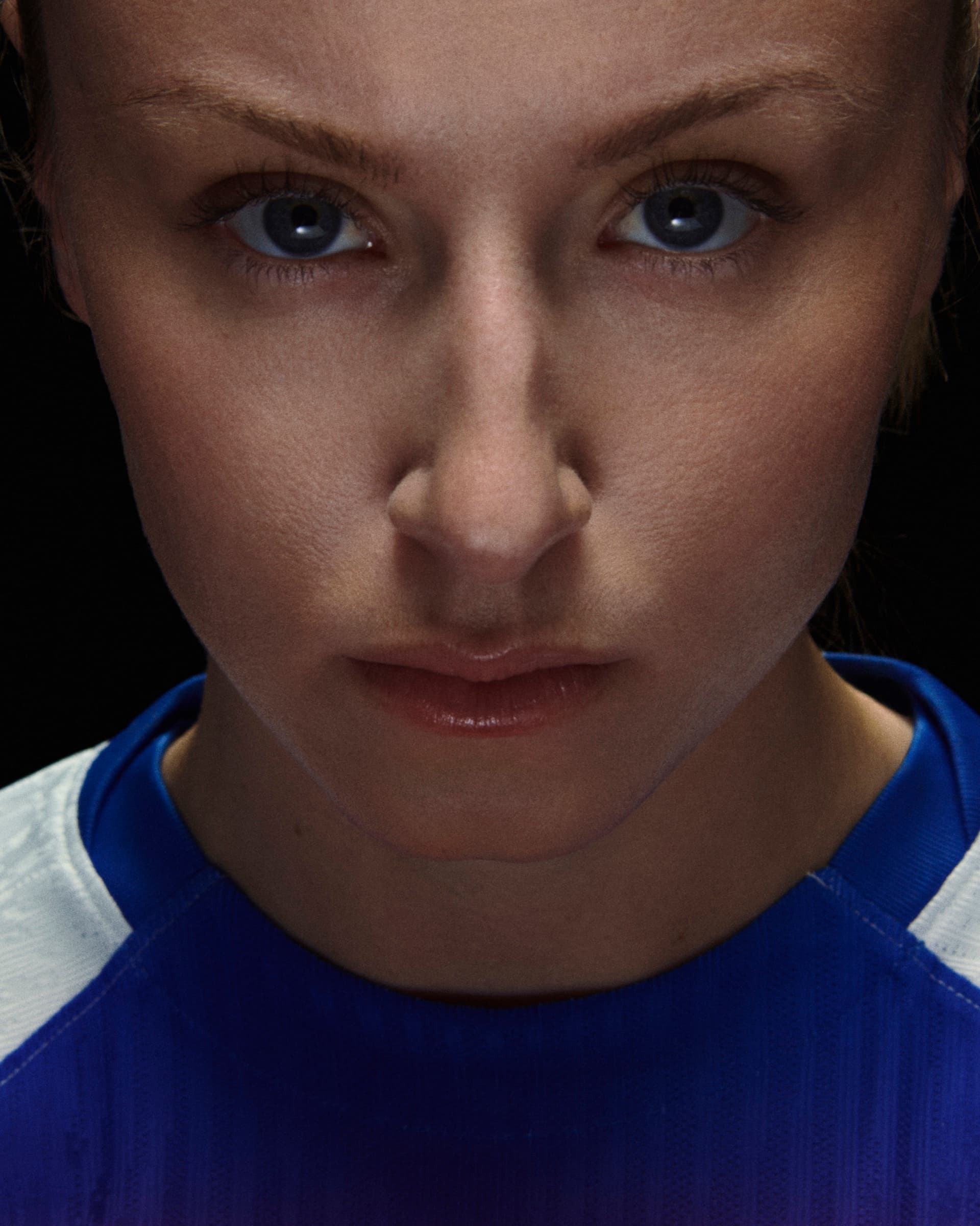 Leah Williamson portrait in the SU25 England kit, Fear Nothing.