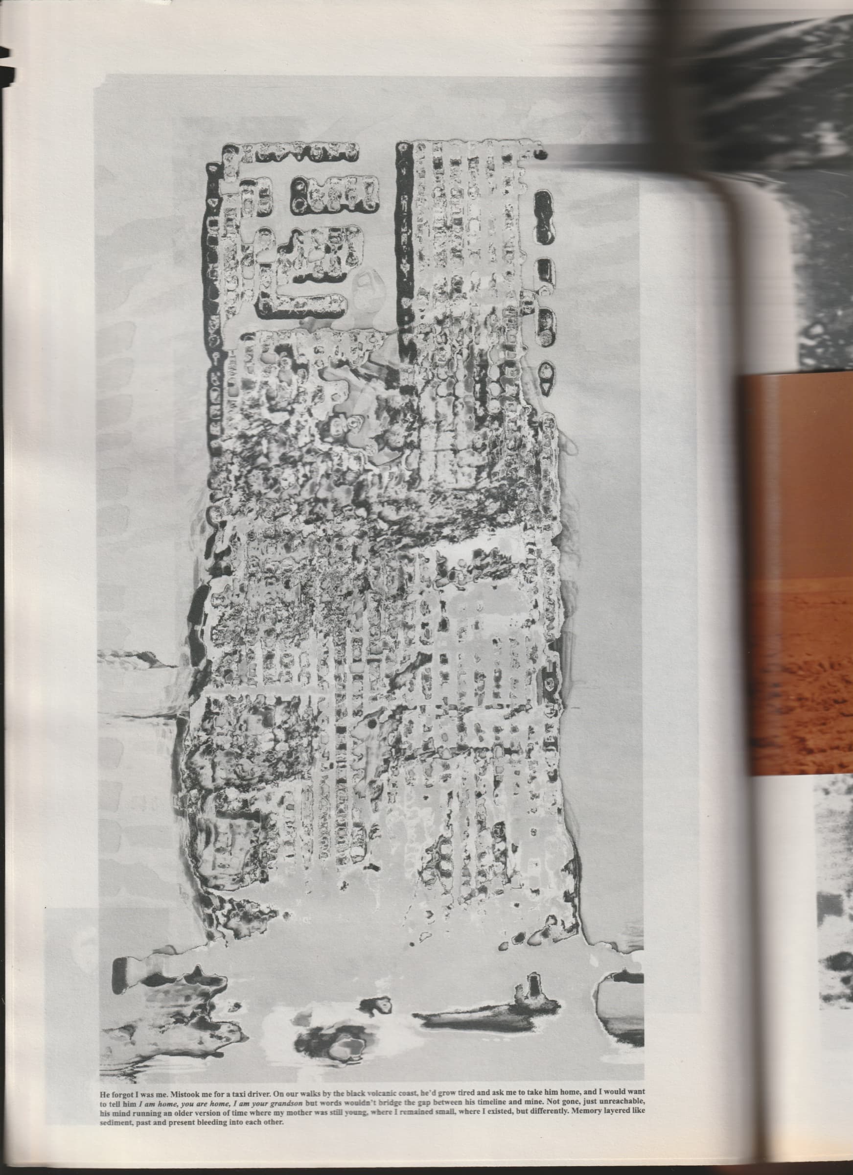 Tabloid spread from the On Data, As Dust printed matter.
